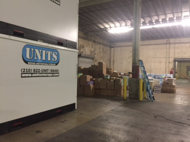 UNITS warehouse being used to store hurricane Harvey relief supplies